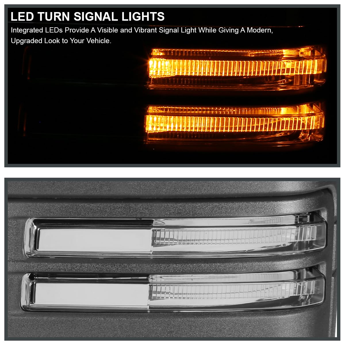 Spec-D Tuning Power Heated Black Tow Mirrors w/LED Signal, Blind Spot Sensor, Temperature Sensor Compatible with 2019-2025 GMC Sierra 1500, Left + Right Pair