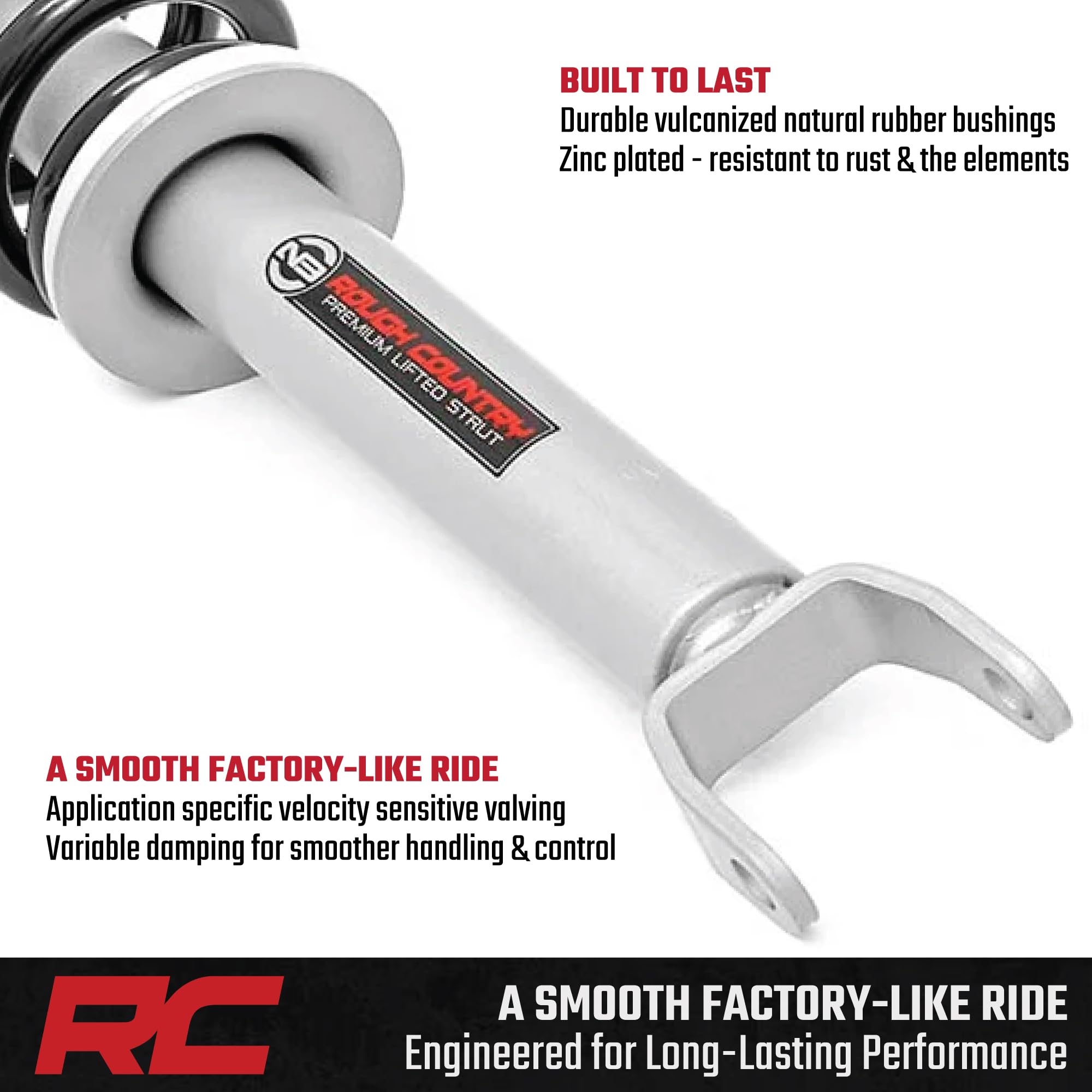 Rough Country N3 Struts Leveling for Ram 1500 4WD (2012–2018 & Classic) - Fits 2.5" Front Lift, Preloaded Coil, Bolt-On Leveling