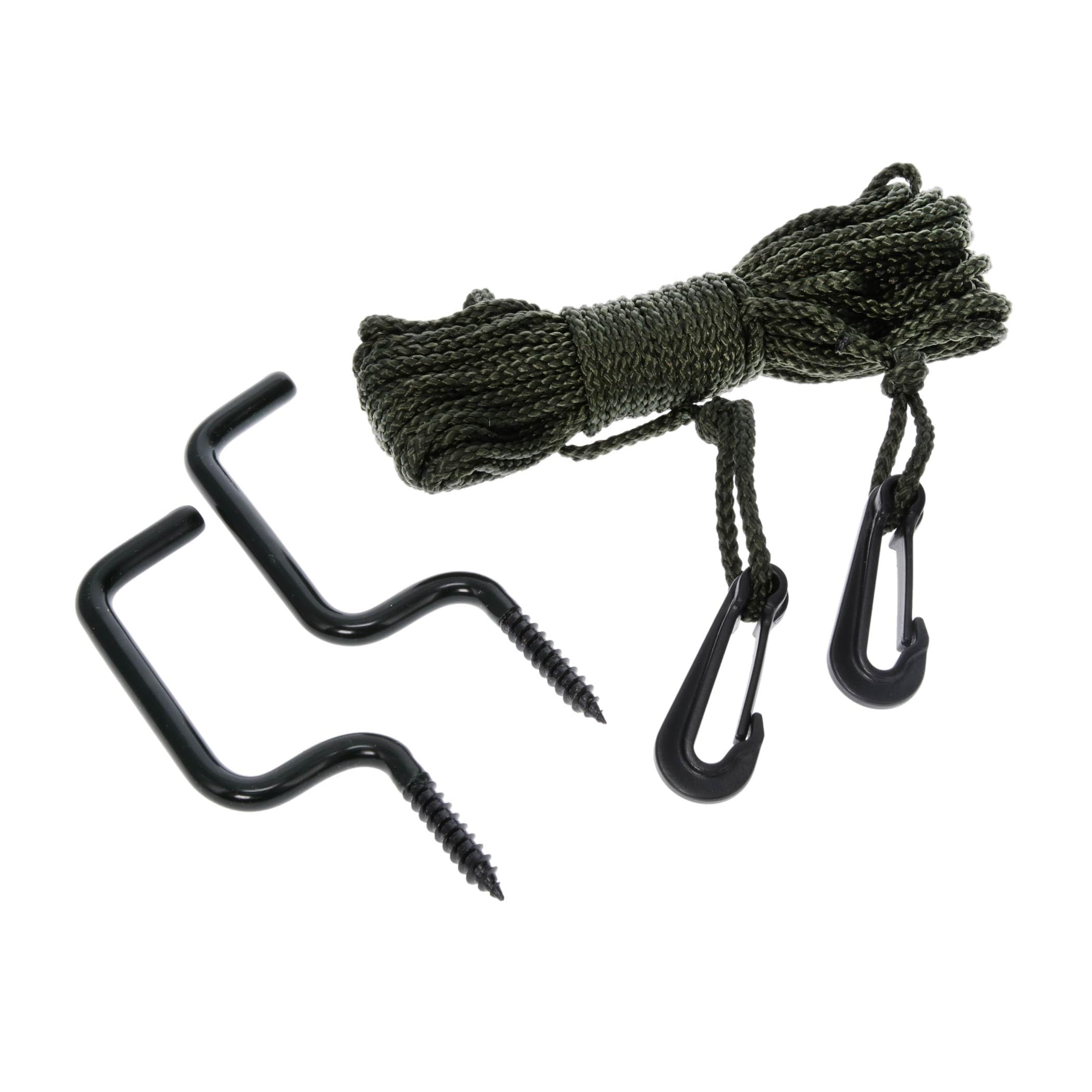 Hunters Specialties 30-Foot Utility Rope - Bow Holder with 2 Screw-in Quiet Vinyl-Coated Bow Hanger Hooks Included (2 Pack)