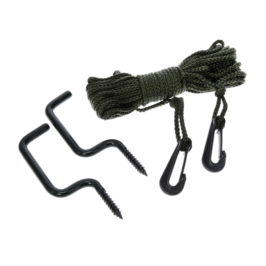 Hunters Specialties 30-Foot Utility Rope - Bow Holder with 2 Screw-in Quiet Vinyl-Coated Bow Hanger Hooks Included (2 Pack)