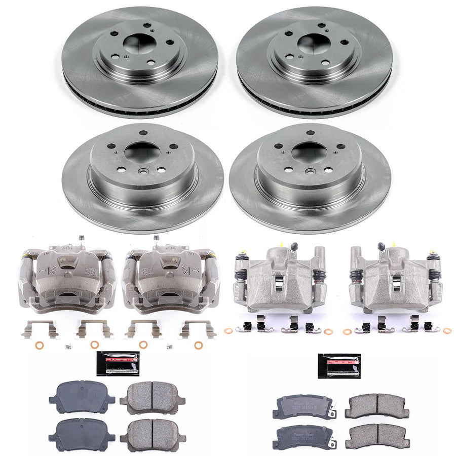 Power Stop KCOE6782 Replacement Autospecailty Front and Rear Caliper Kit-Rotors, Ceramic Brake Pads, Calipers For Lexus RX300 1999-2001 [Model Specific]