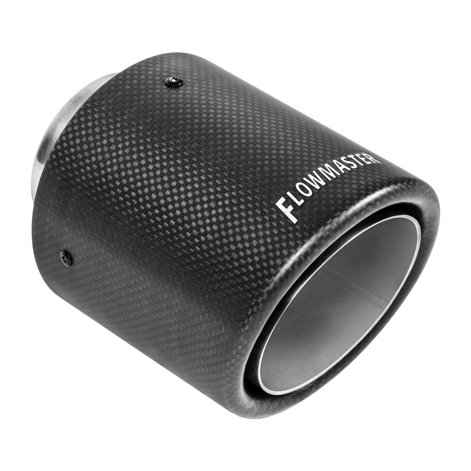 Flowmaster Exhaust Tip 15400 4 Inch Rolled Angle Cut Carbon Fiber Fits 2.5 Inch Tubing - Weld On