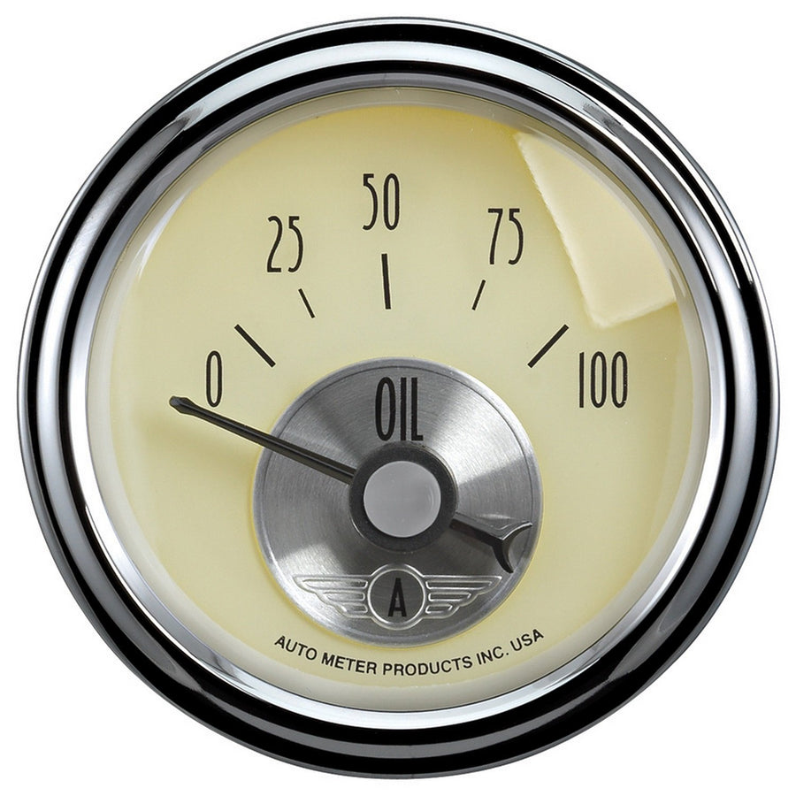 Auto Meter Prestige Antique Ivory 2-1/16" 0-100 PSI Oil Pressure Gauge 2027