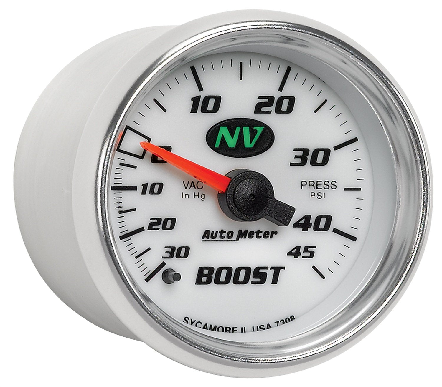 Auto Meter NV 7308 2-1/16" 30 in. Hg/45 PSI Mechanical Vacuum/Boost Gauge