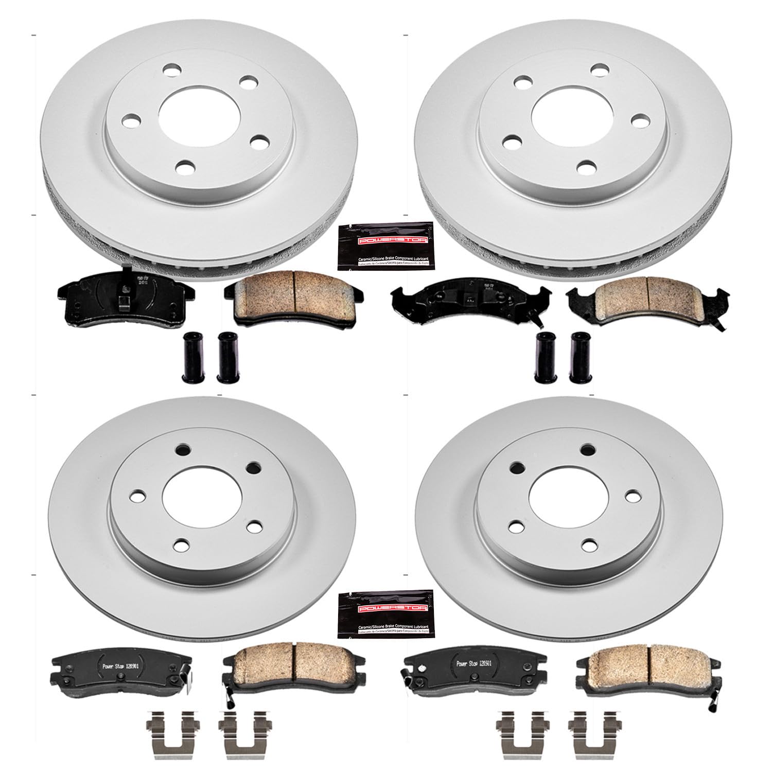 Power Stop CRK2760 Brake Rotor & Coated Ceramic Brake Pads- front & rear For Buick Riviera 1992-1993 | Cadillac Allante 1993 | Oldsmobile Toronado 1992 [Vehicle Specific]