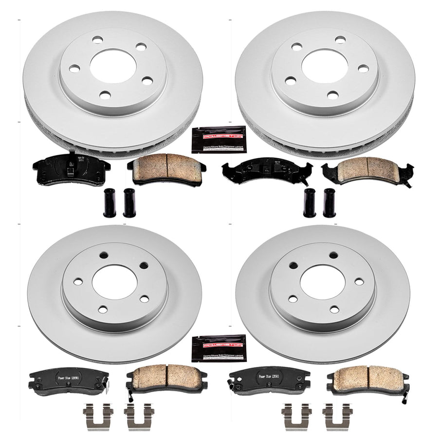 Power Stop CRK2760 Brake Rotor & Coated Ceramic Brake Pads- front & rear For Buick Riviera 1992-1993 | Cadillac Allante 1993 | Oldsmobile Toronado 1992 [Vehicle Specific]