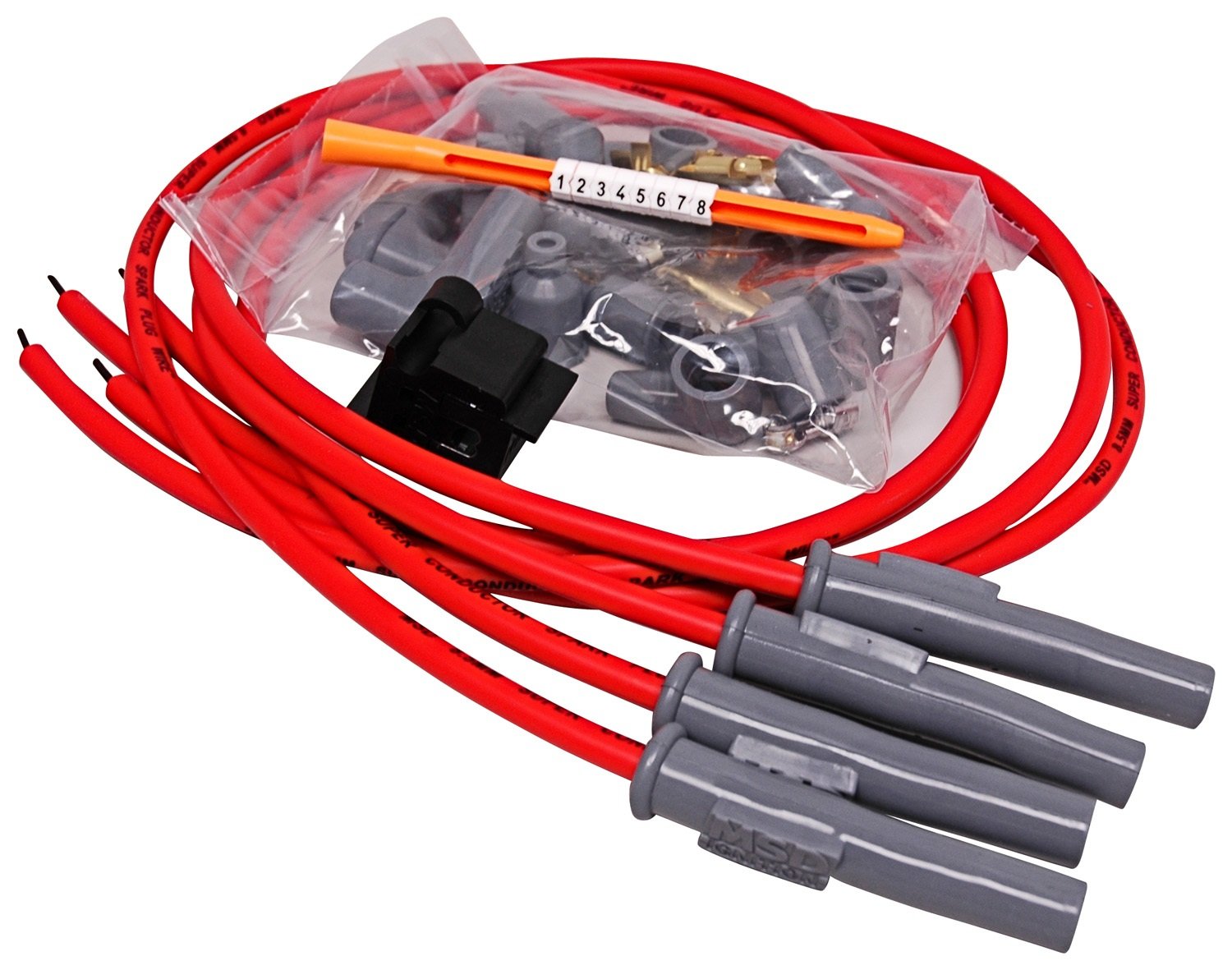 8.5mm MSD Super Conductor Spark Plug Wire Set, Motorcycle, 4 Cylinder