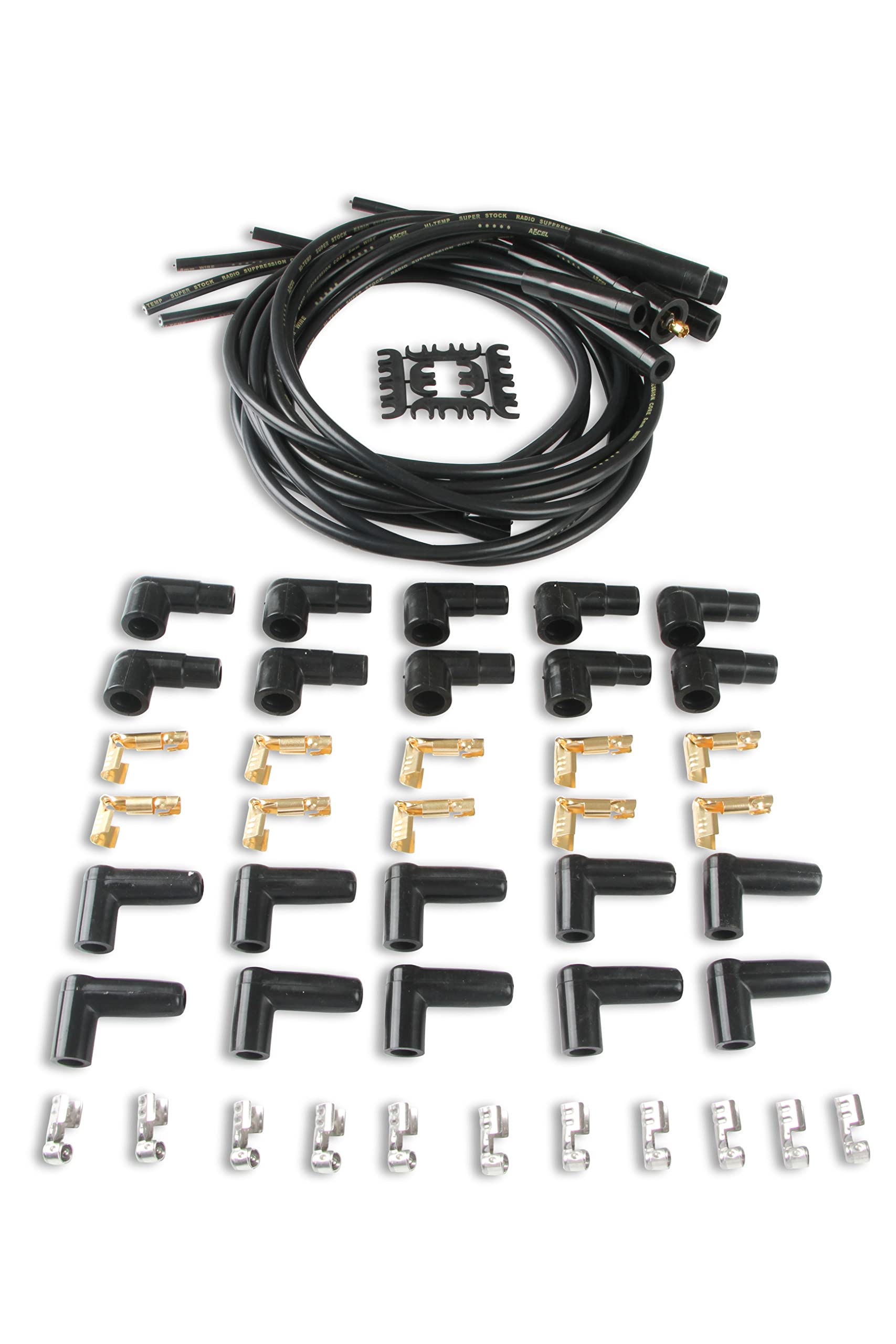 Spark Plug Wire Set- ACCEL 4040K 8mm - Black Wire with Black Straight Boots