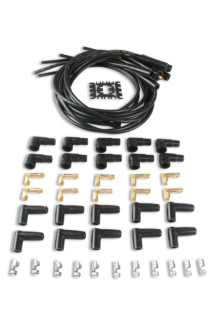 Spark Plug Wire Set- ACCEL 4040K 8mm - Black Wire with Black Straight Boots