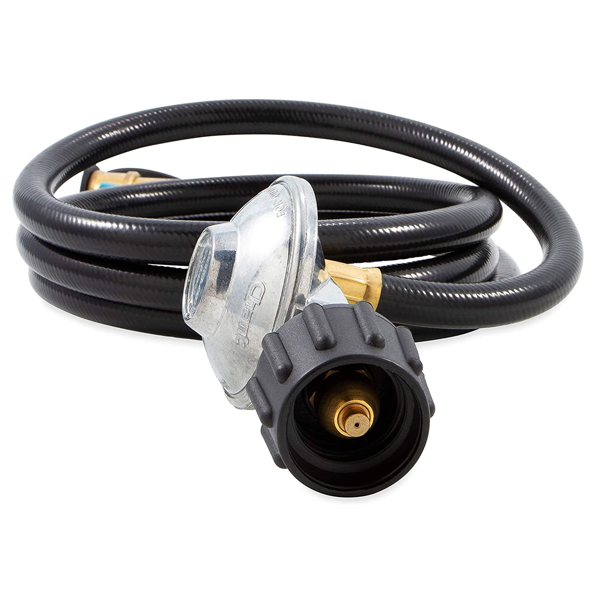 Camco Gas Regulator Low Pressure with 6' Hose and Female Quick Connect x Acme Nut- Simple and Quick Install - Use with Low Pressure Gas Appliances (57629)
