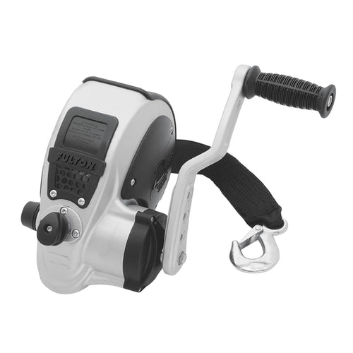 Fulton F2 Marine Trailer Winch, FW20000101, Single-Speed, 2,000 lbs. Capacity, 20 Foot Strap, Silver Cover.