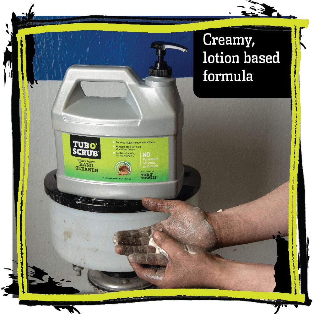 Heavy Duty Tub O' Scrub TS28 Pumice-Free Hand Cleaner, Removes Tough Grime & Dirt Without Water, Biodegradable, 128oz (1 Gallon) Pump Jug