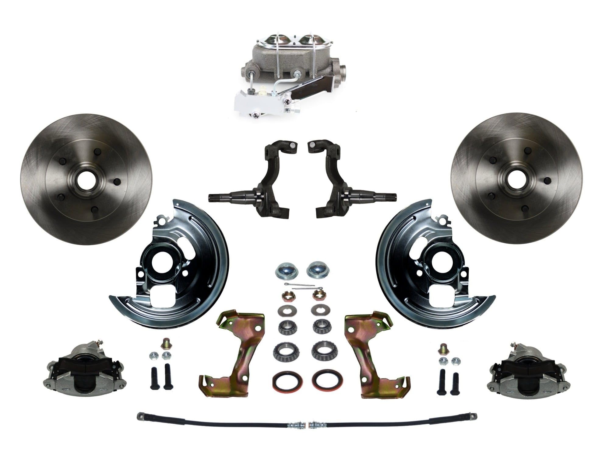 Manual LEED BRAKES Front Disc Brake Conversion Kit With Cast Iron Chrome Top M/C Disc/Drum Side Mount