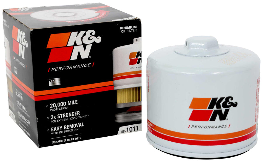 K&N Oil Filter Premium: 20,000 Mile Engine Protection with Wrench Off Nut: Compatible with Select CHEVROLET/GMC/OLDSMOBILE/PONTIAC Vehicle Models (See Product Description for Select Models), HP-1011