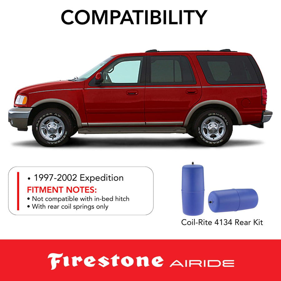 Firestone 4134 Airide Coil-Rite Rear Springs Kit fits 1997-2002 Expedition with Rear Coil Springs Only | 5-35 PSI | No Drill Installation | Load Capacity of 1,000 Pounds