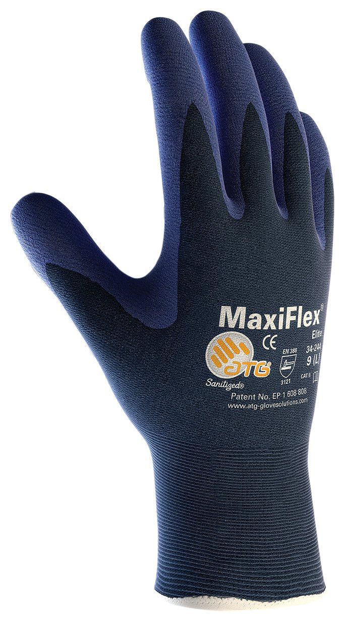 Maxiflex Elite ATG 34-244/XS, 18G Blue Nylon, Nitrile Micro-Foam Grip W/Dots Blue XS