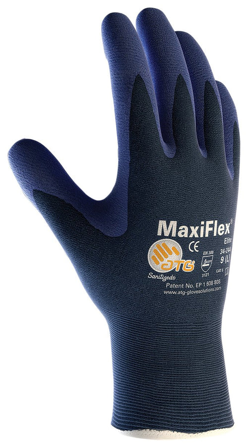 Maxiflex Elite ATG 34-244/XS, 18G Blue Nylon, Nitrile Micro-Foam Grip W/Dots Blue XS
