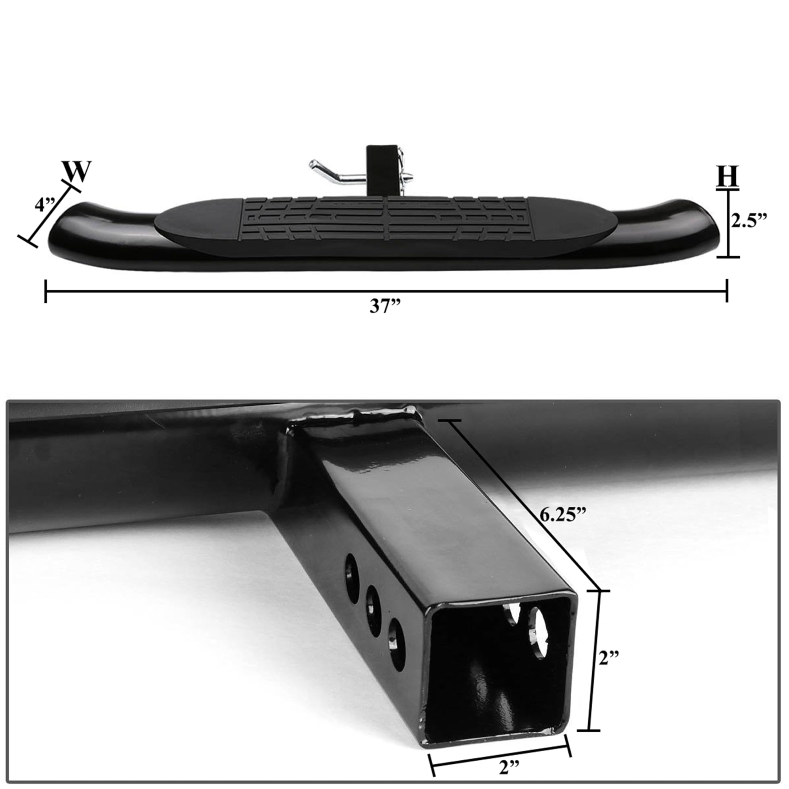 Black Horse Off Road Rear Black Steel Hitch Step Compatible with Universal-Universal Universal Universal Fits in Class III 2â€ Hitch Receiver 4" Oval