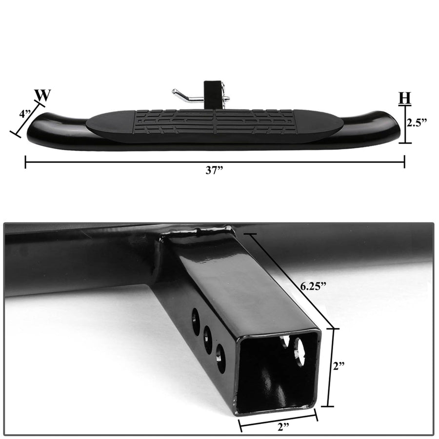 Black Horse Off Road Rear Black Steel Hitch Step Compatible with Universal-Universal Universal Universal Fits in Class III 2â€ Hitch Receiver 4" Oval