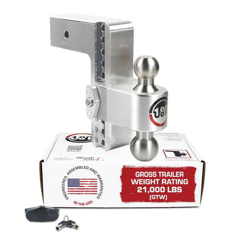 Adjustable Weigh Safe Trailer Hitch Ball Mount - 8" Adjustable Drop Hitch for 3" Receiver - Premium Heavy Duty Aluminum Trailer Tow Hitch w/ Stainless Steel Tow Balls (2" & 2 5/16") - 21,000 GTW