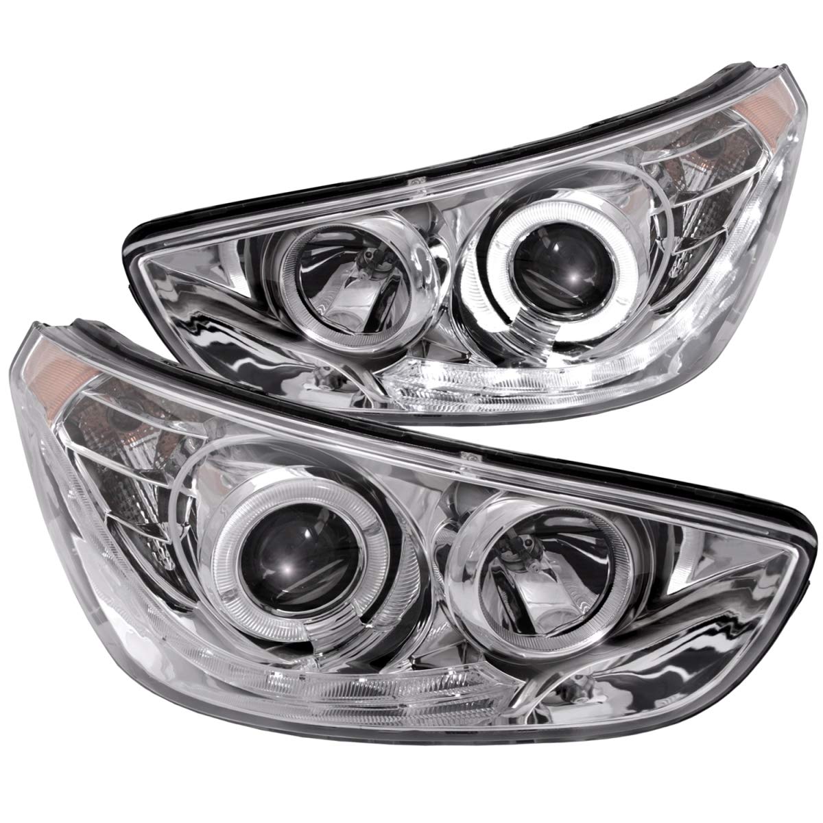 Chrome/Clear/Amber Halogen Projector Headlight AnzoUSA for Hyundai Accent