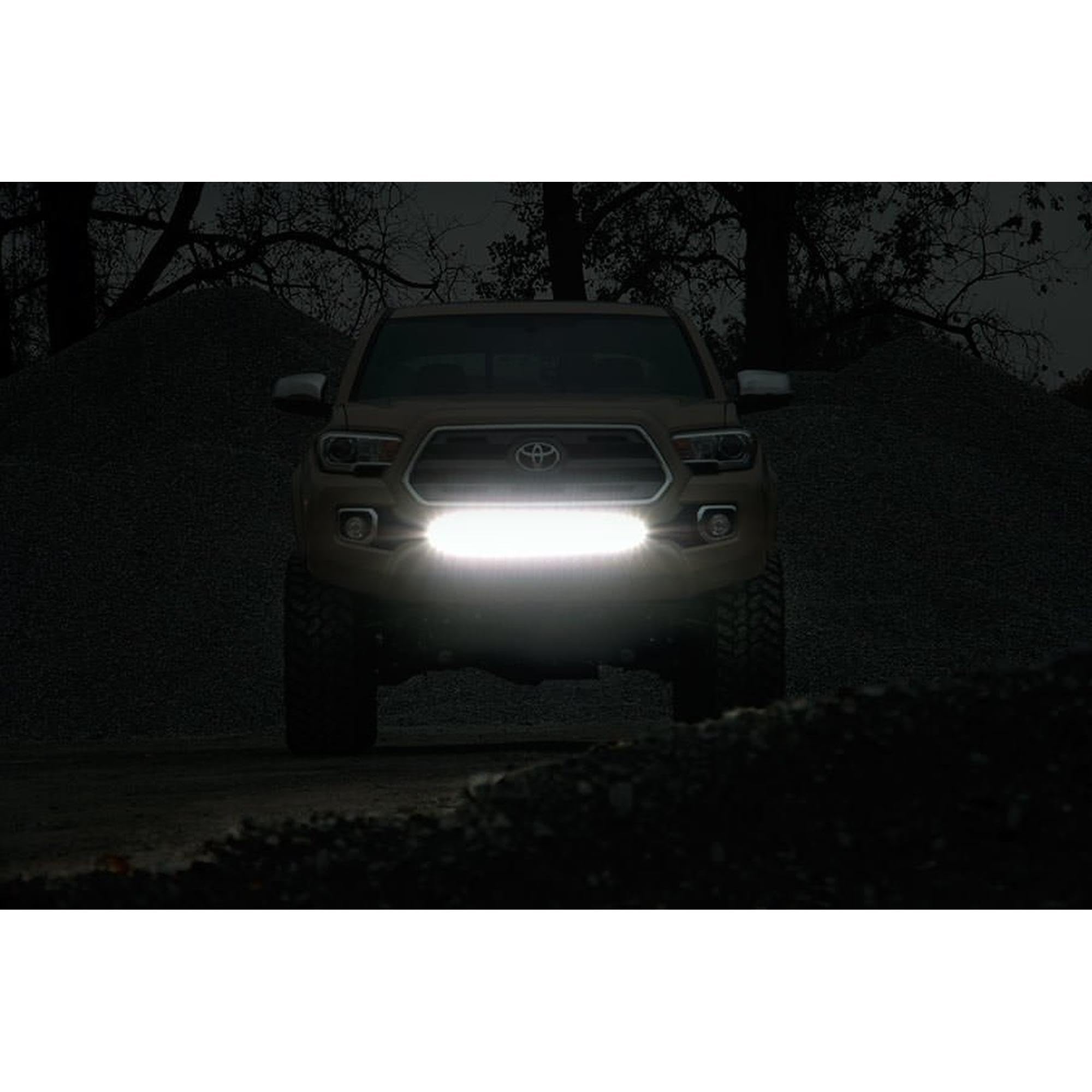 30" Rough Country LED Light Bar Kit for Toyota Tacoma (2016-2023) - Bumper Mount, 165W Spectrum Series, 14,850 Lumens, Combo Spot & Flood Beam