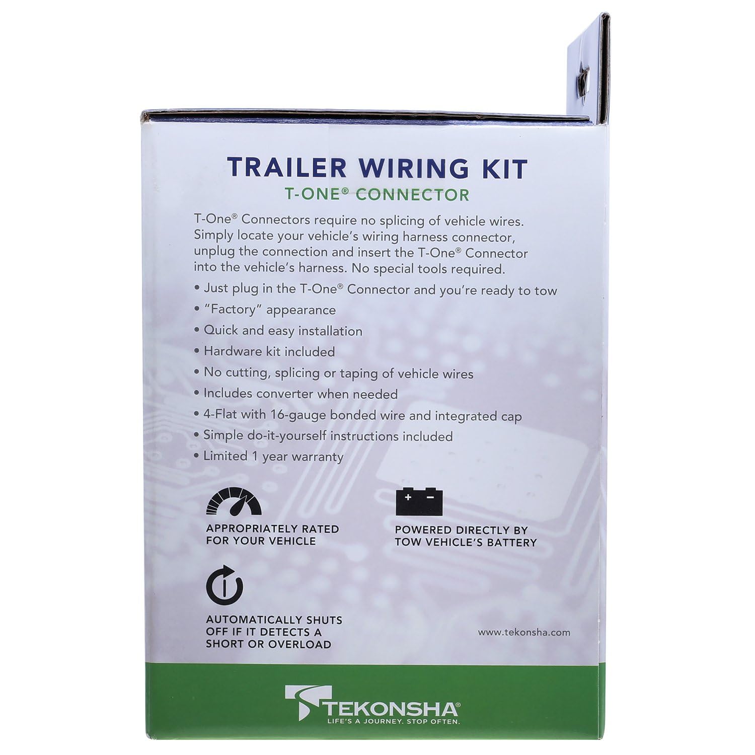 T-One Tekonsha 118891 Custom Harness, 4-Way Flat, w/Circuit Protected ModuLite HD Module, No Cutting or Splicing Required, Weather Resistant