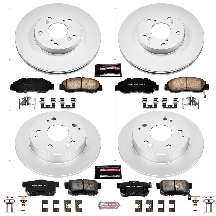 Power Stop CRK1042 Brake Rotor & Coated Ceramic Brake Pads- front & rear For Honda Accord 1998-2002 [Model Specific]