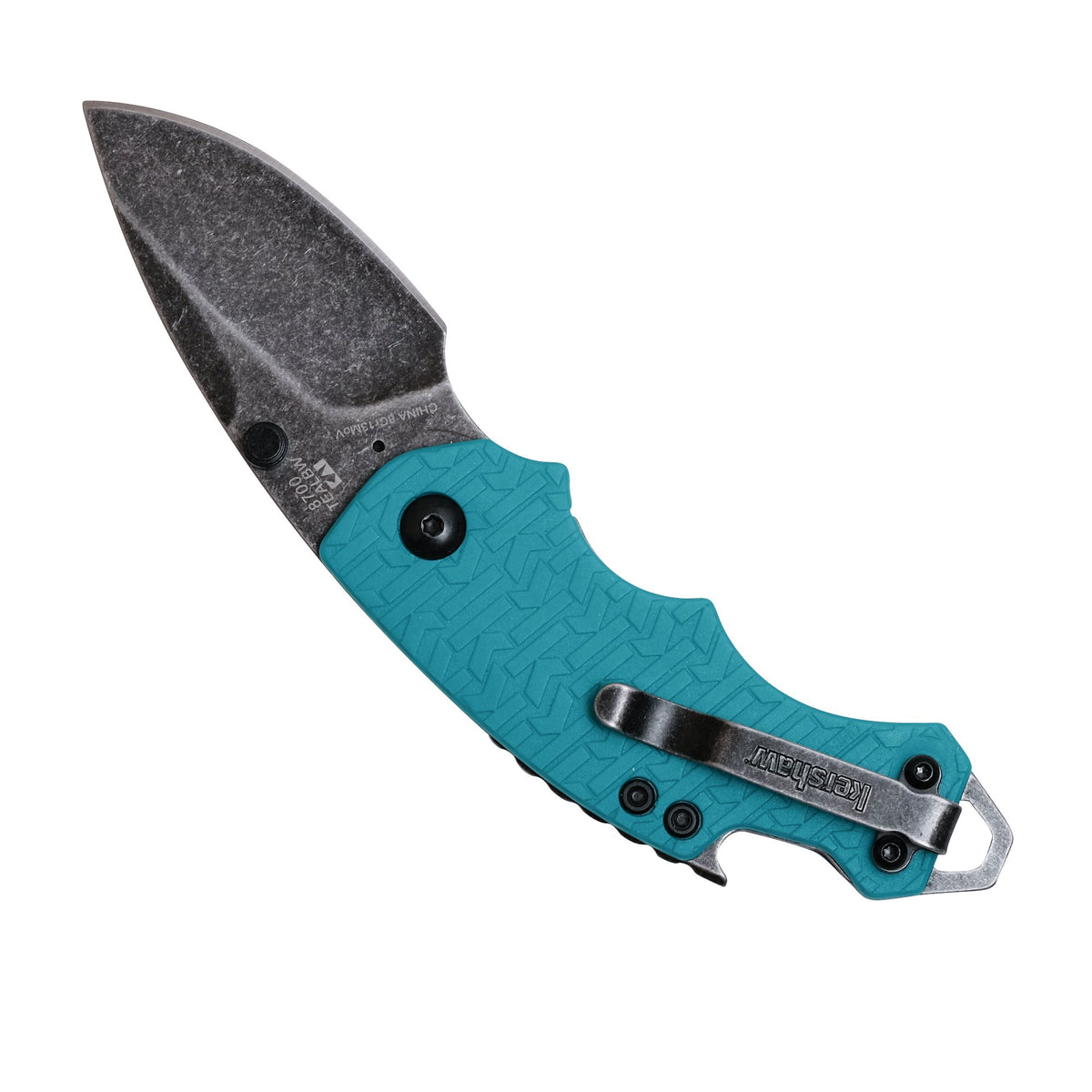 Kershaw Teal Shuffle Multifunction Folding Pocket Knife (8700TEALBW), 2.4 In. 8Cr13MoV Black Oxide Steel Blade with Blackwash Finish, Includes Thumbstud and Reversible Pocketclip; 2.8 oz.