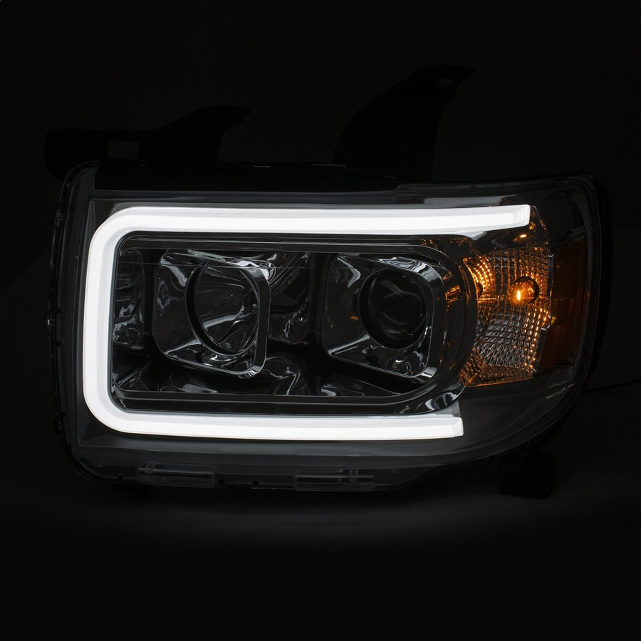 GMC CANYON 15-18 PROJECTOR ANZO USA PLANK STYLE HEADLIGHT CHROME W/AMBER