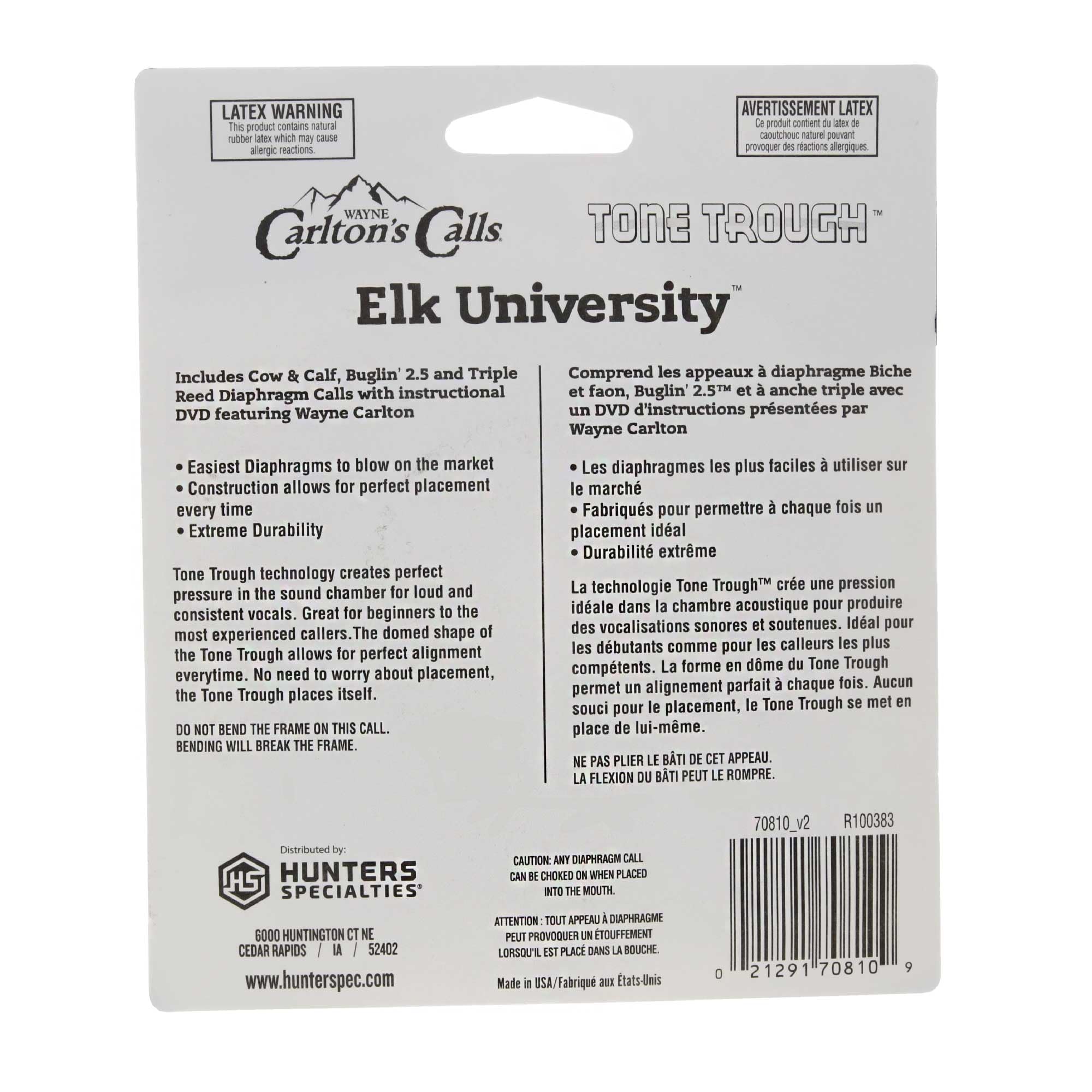 Carlton's Calls Hunters Specialties E.L.K. University PHD Tone Trough Diaphragm Game Calls Combo with Instructional DVD