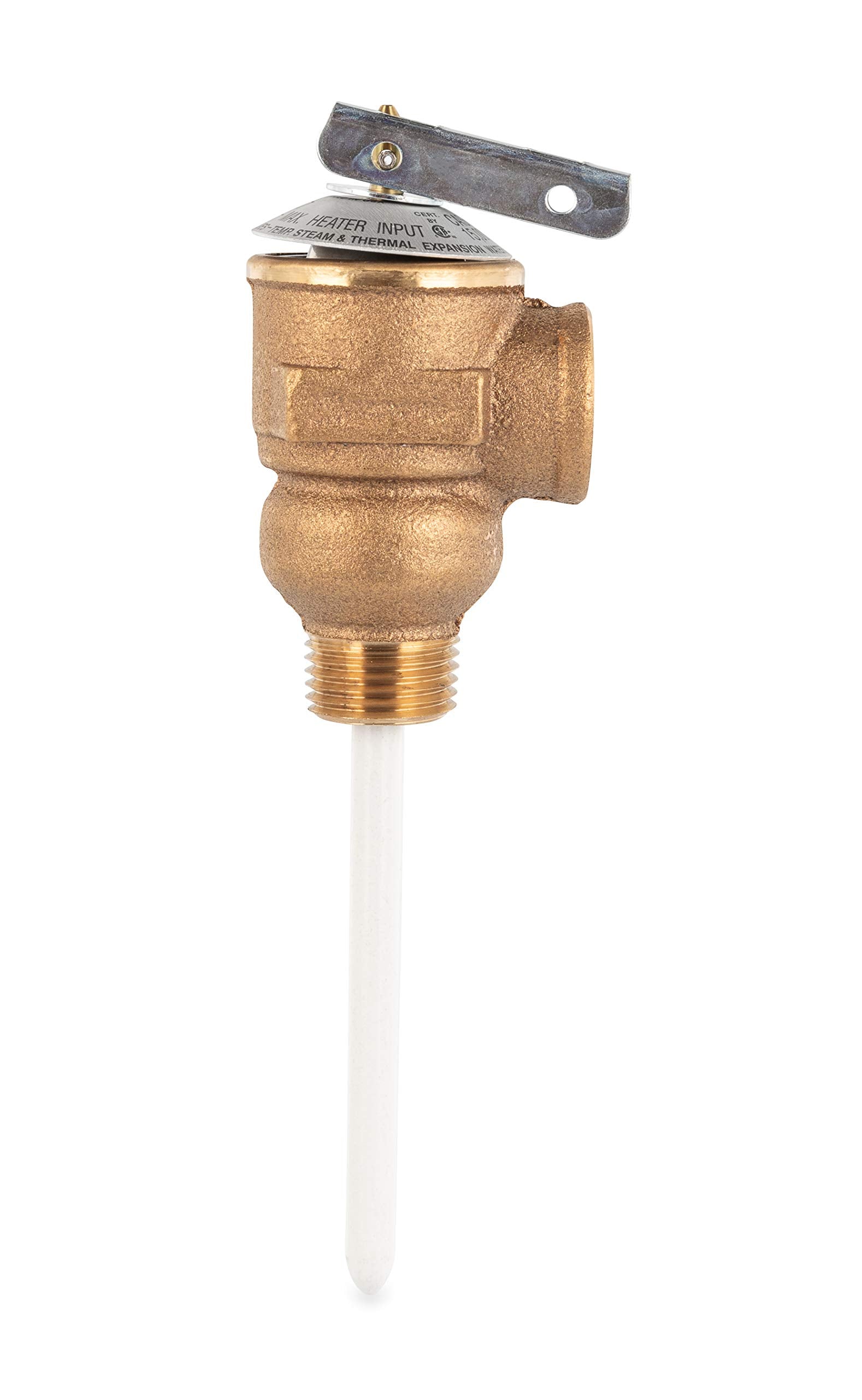 1/2" Camco Temperature and Pressure Relief Valve with 4" Epoxy-Coated Probe, Brown