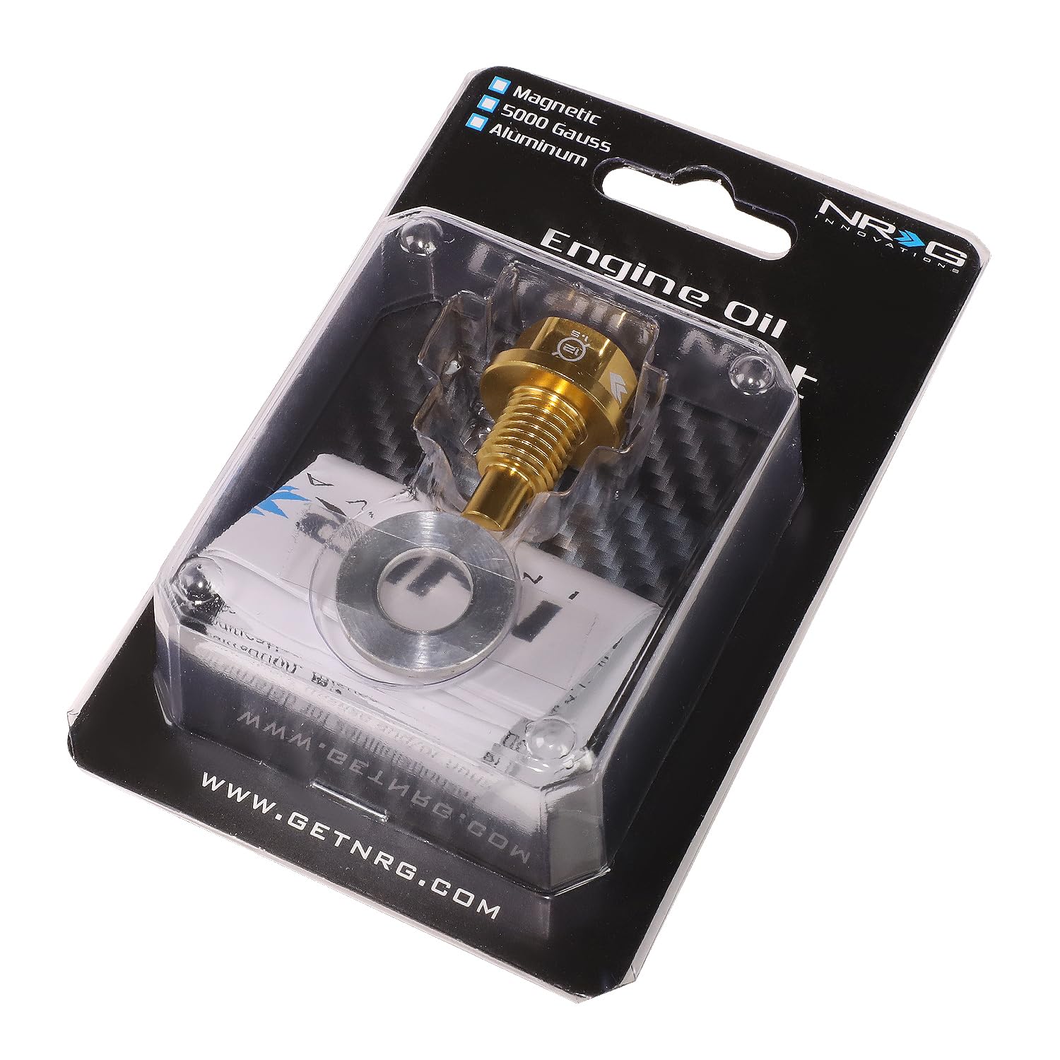 NRG Innovations Magnetic Oil Drain Plug, Engine Oil Drain Nut M12 X 1.5 Thread Size w/Washer, Gold, T-6061 Aluminum w/Stainless Steel Internal Magnet, NRG-NOP-400GD