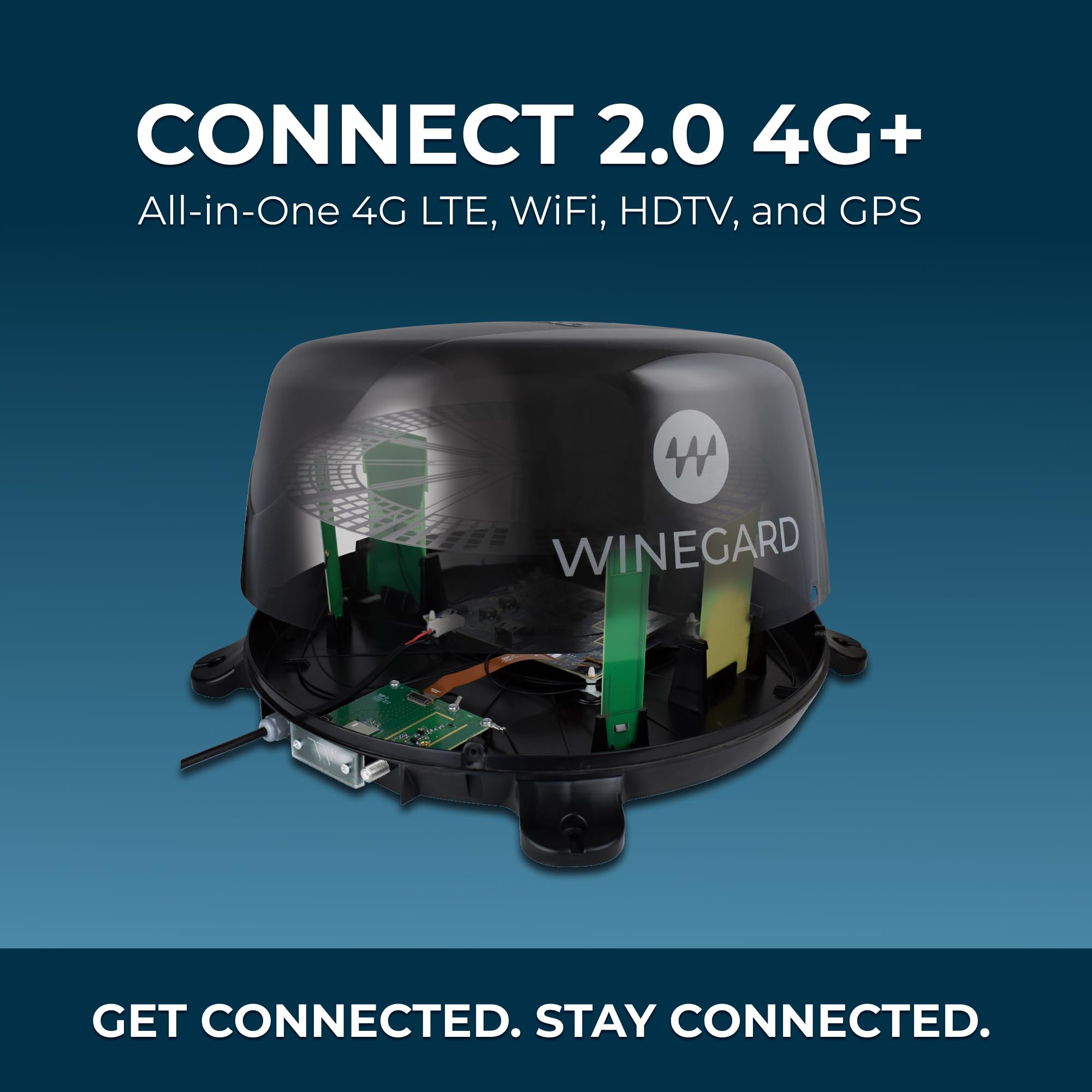 4G+ Winegard Connect 2.0 WF2-95B – Outdoor 4G LTE Router, Wi-Fi Booster & HDTV/AM-FM Antenna, Long-Range Wi-Fi