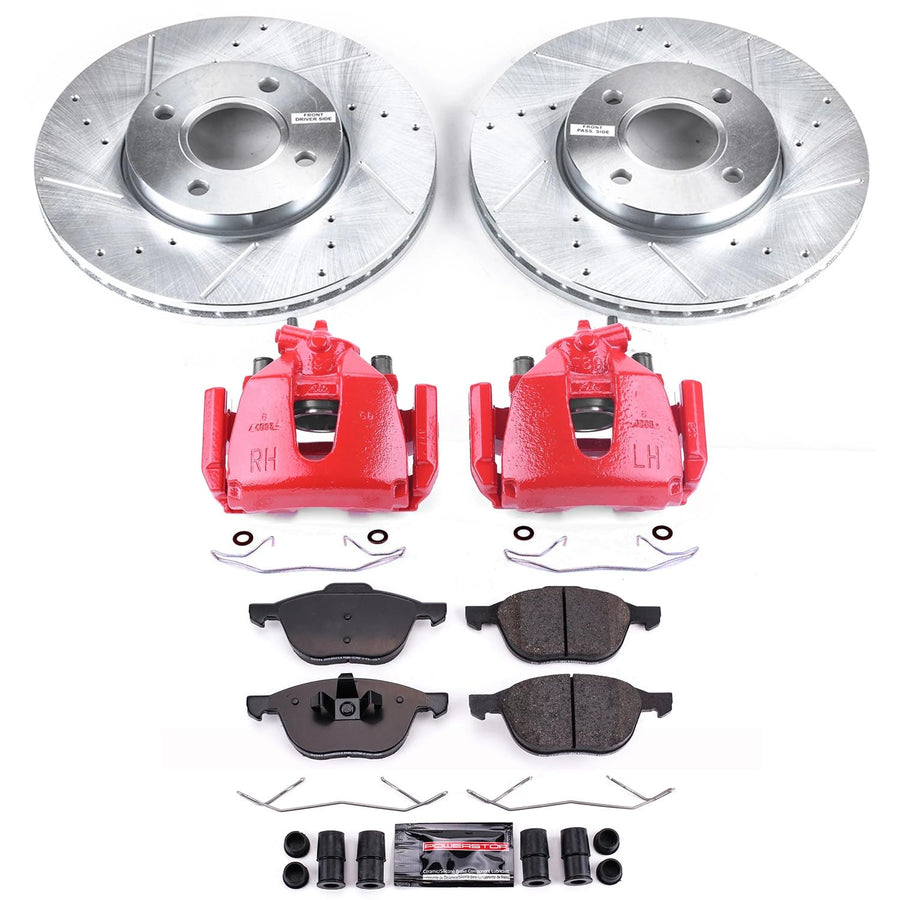 Power Stop Z23 Evolution KC1377 Front Brake Caliper Kit- Brake Rotors, Brake Pads, Brake Calipers For Ford Focus 2005-2007 [Model Specific]