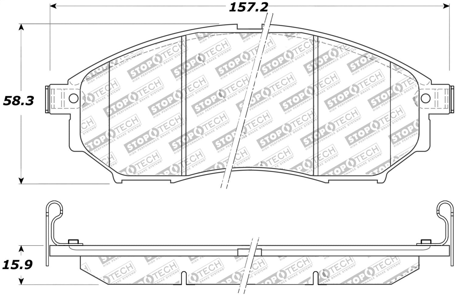 Front StopTech 308.08880 Brake Pads with Shims and Hardware Street