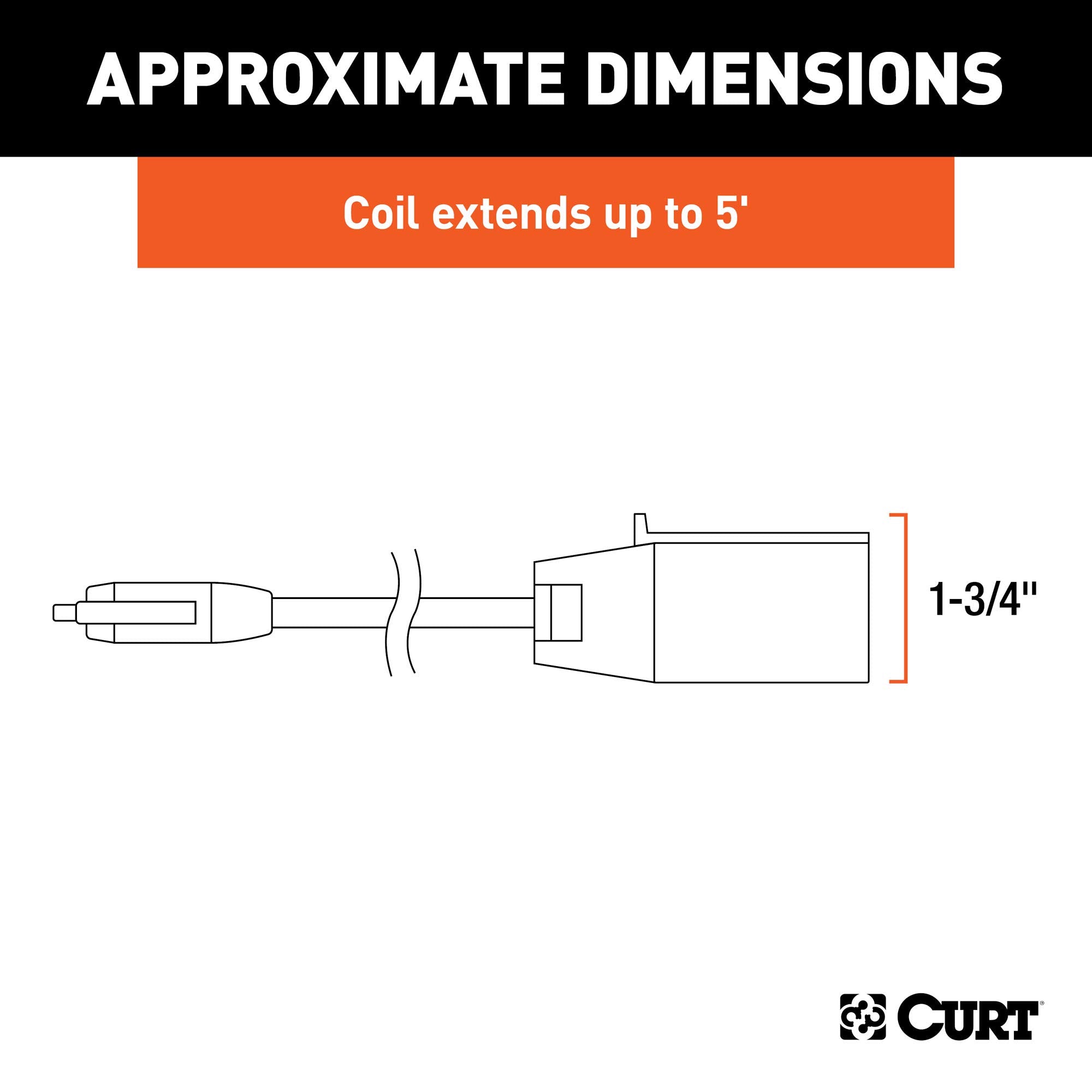 CURT 57271 4-Way Flat Trailer Wiring Adapter Extension Harness to 5-Foot 7-Way RV Blade Vehicle-Side