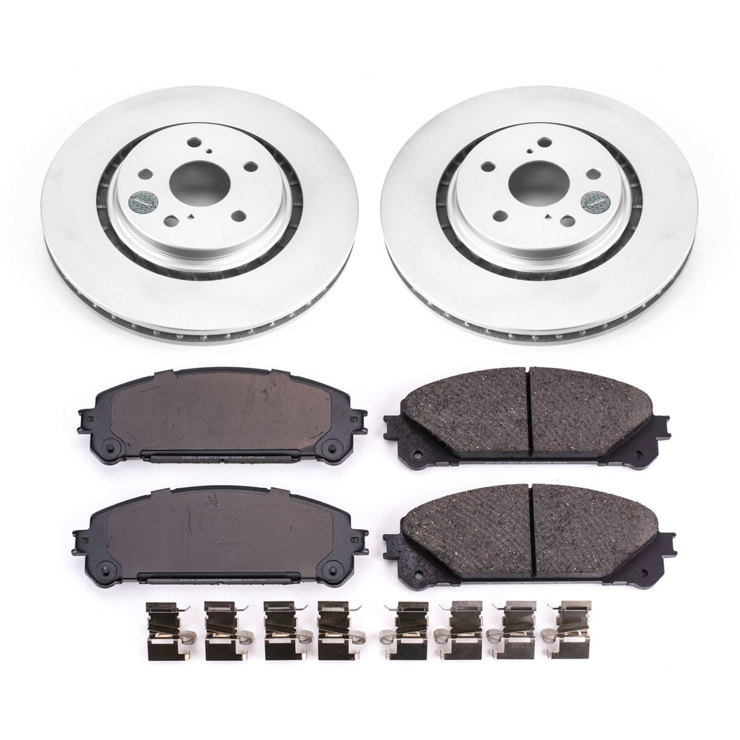 Power Stop CRK7688 Brake Rotor Coated and Ceramic Brake Pads- Front For Lexus RX350, Lexus RX350L, Lexus RX450h, Lexus RX450hL, Toyota Avalon, Toyota Camry [Model Specific]