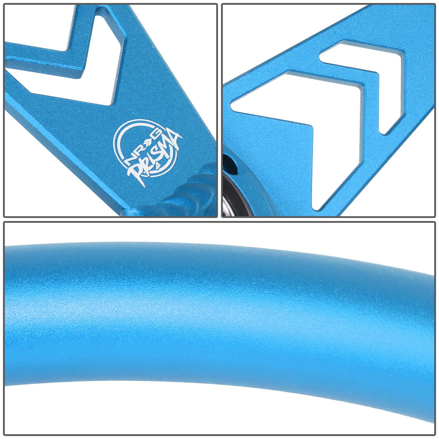 NRG Innovations All Aluminum Steering Wheel NRG-RST-070-BL 330mm - Arow Cutout- Ergonomic Grip- Anadized Blue