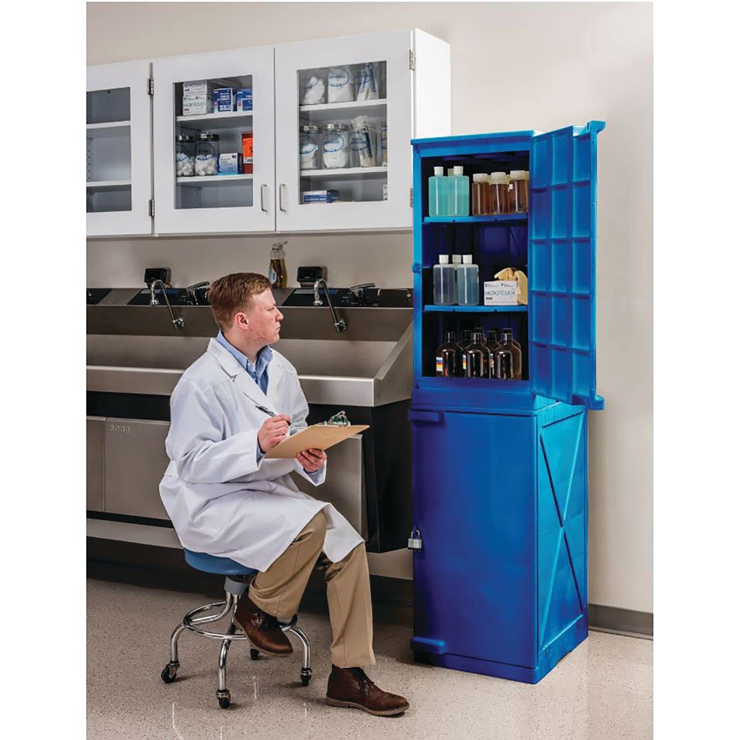 Under Counter Eagle M24CRA Modular Poly Cabinet, 2 Doors, 24 gal, Blue