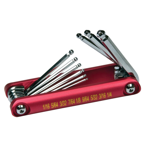 Ball End Hex Key Set Performance Tool 20146 - Compact Aluminum Handles, Satin Chrome Plated Finish, 9 Sizes for Hard-to-Reach Areas