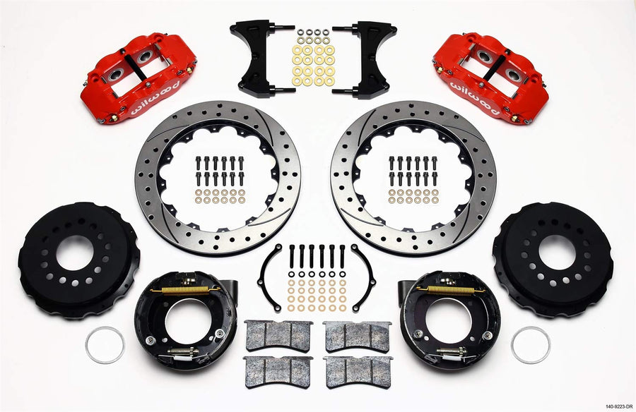 Rear P-Brk Kit, FNSL4R, 12.88", Drilled, Red