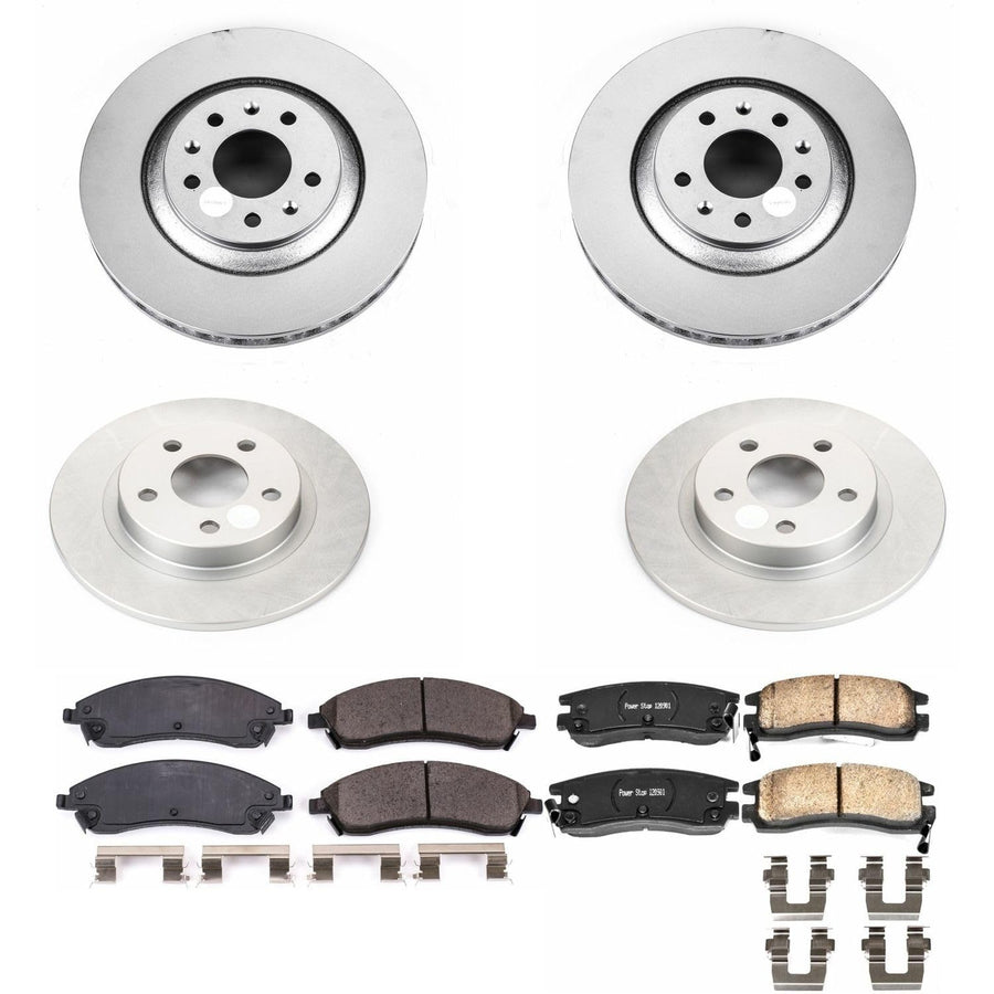 Power Stop CRK1431 Brake Rotor & Coated Ceramic Brake Pads- front & rear For Pontiac Bonneville 2004-2005 [Model Specific]