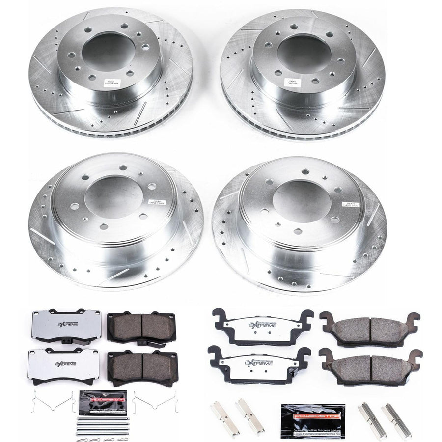 Power Stop Brake Kit Front and Rear For 2006 2007 2008 2009 2010 Hummer H3 2009 2010 Hummer H3T - Truck & Tow Carbon Fiber Ceramic Pads & Drilled and Slotted Rotors Replacement, K2820-36