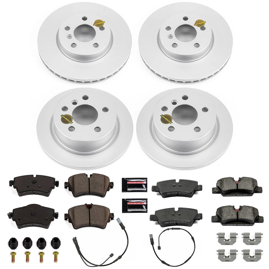 Power Stop Z23 Evolution Sport Geomet Coated Brake Kit and 1 Front & 1 Rear Sensor Wires For Mini Cooper 2014-2021 [Model Specific]