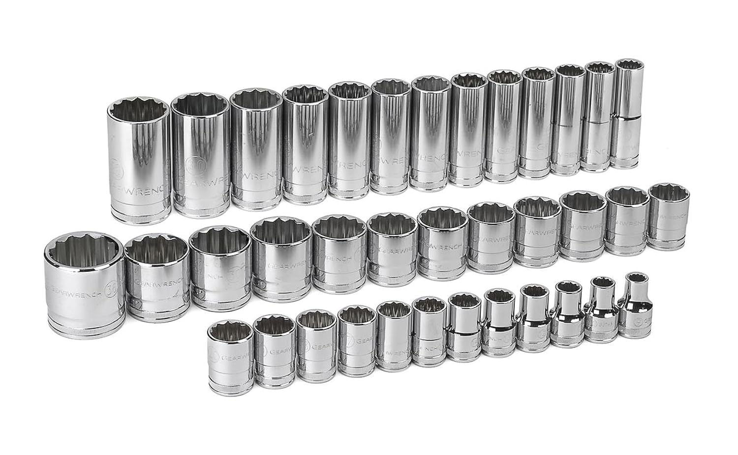 1/2" Drive GEARWRENCH 12 Point Standard & Deep Metric Socket Set - 80730 37 Pc.