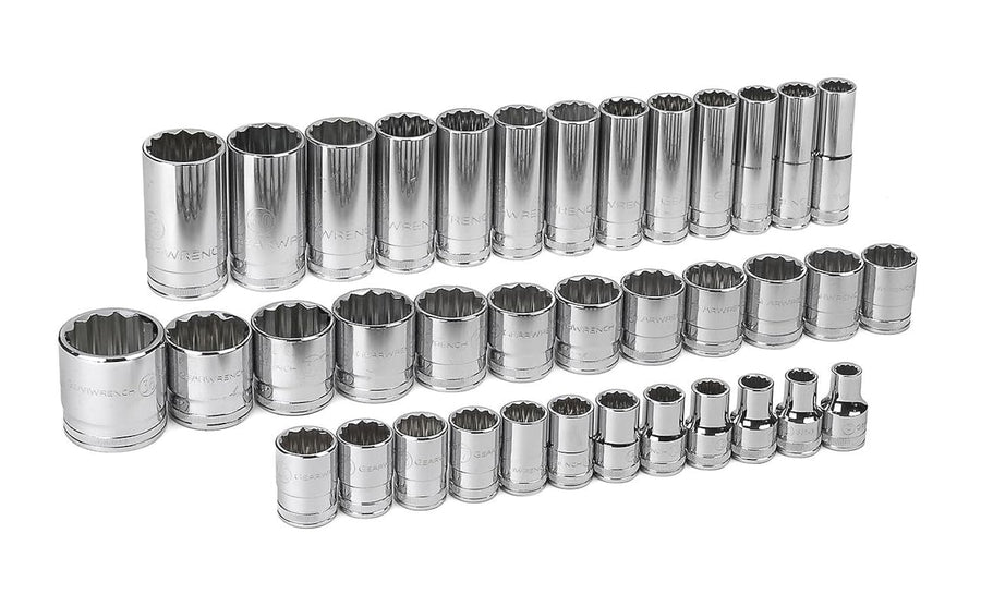 1/2" Drive GEARWRENCH 12 Point Standard & Deep Metric Socket Set - 80730 37 Pc.