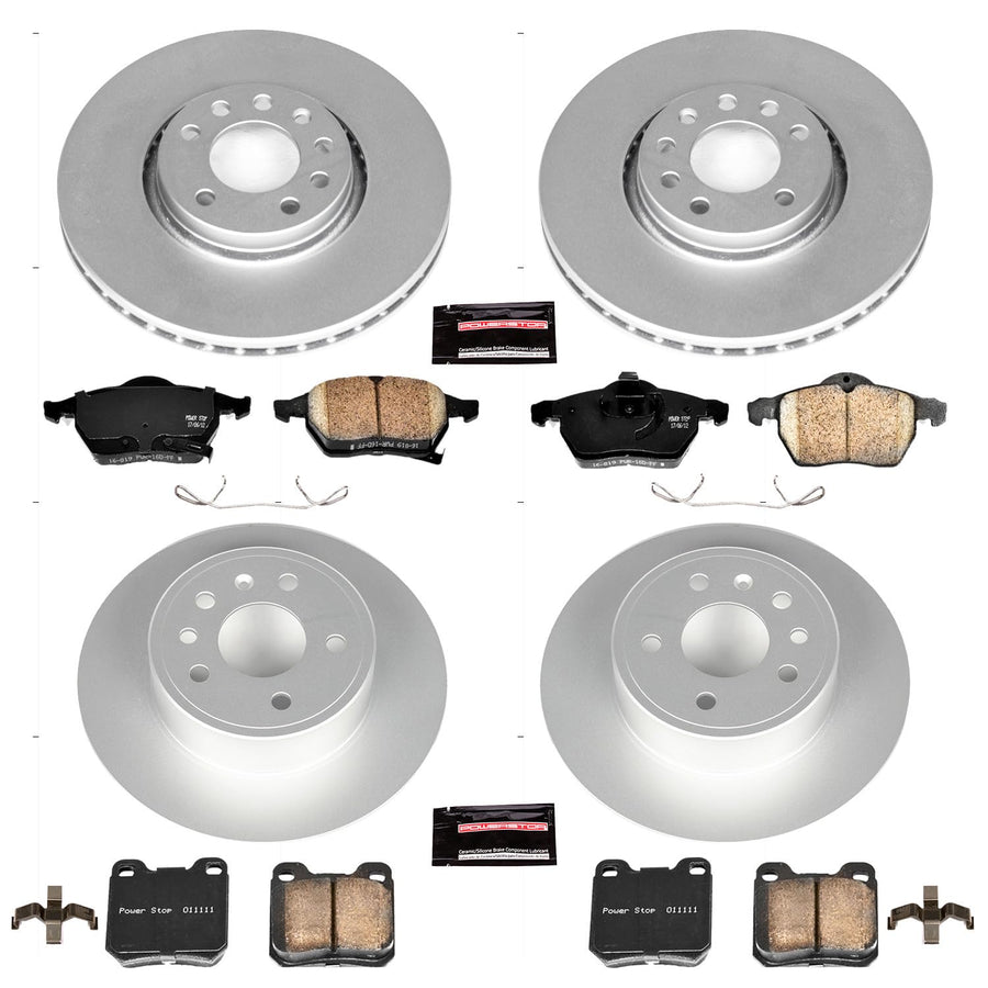 Power Stop Z23 Evolution Geomet Coated Brake Kit Front and Rear For Saab 9-3 1999-2002 [Model Specific]