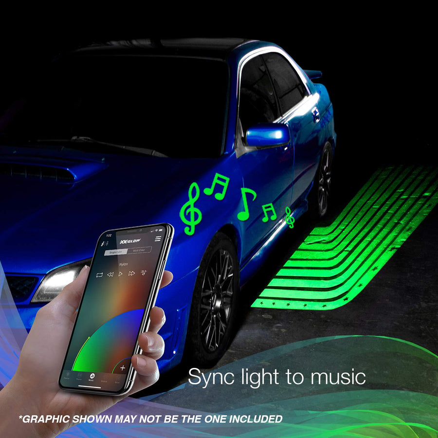 XKchrome CurbFX 2pc Bluetooth App Control Waterproof LED Projector Welcome Light Flame Style