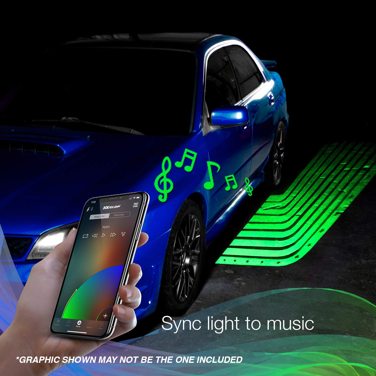 4pc CurbFX Bluetooth XKchrome App Control Waterproof LED Projector Welcome Light Angel Wing Style